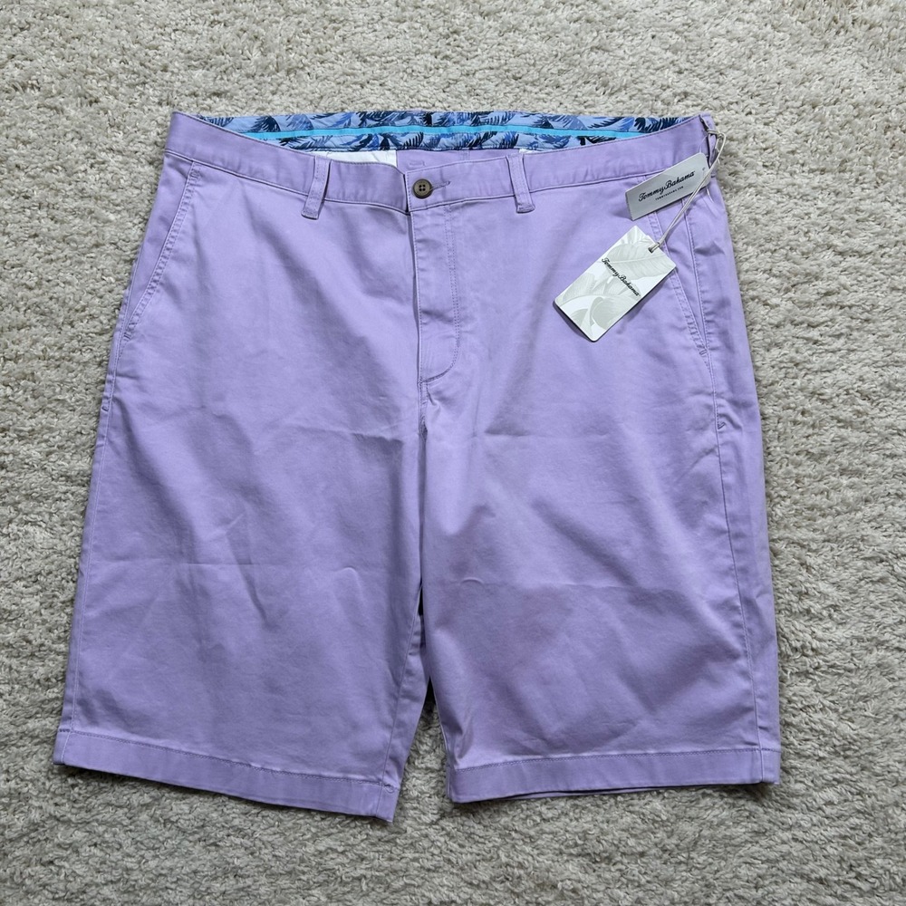 Tommy Bahama Boracay Shorts 40 Filtered Lilac Chino Cotton Tencel 12" Inseam